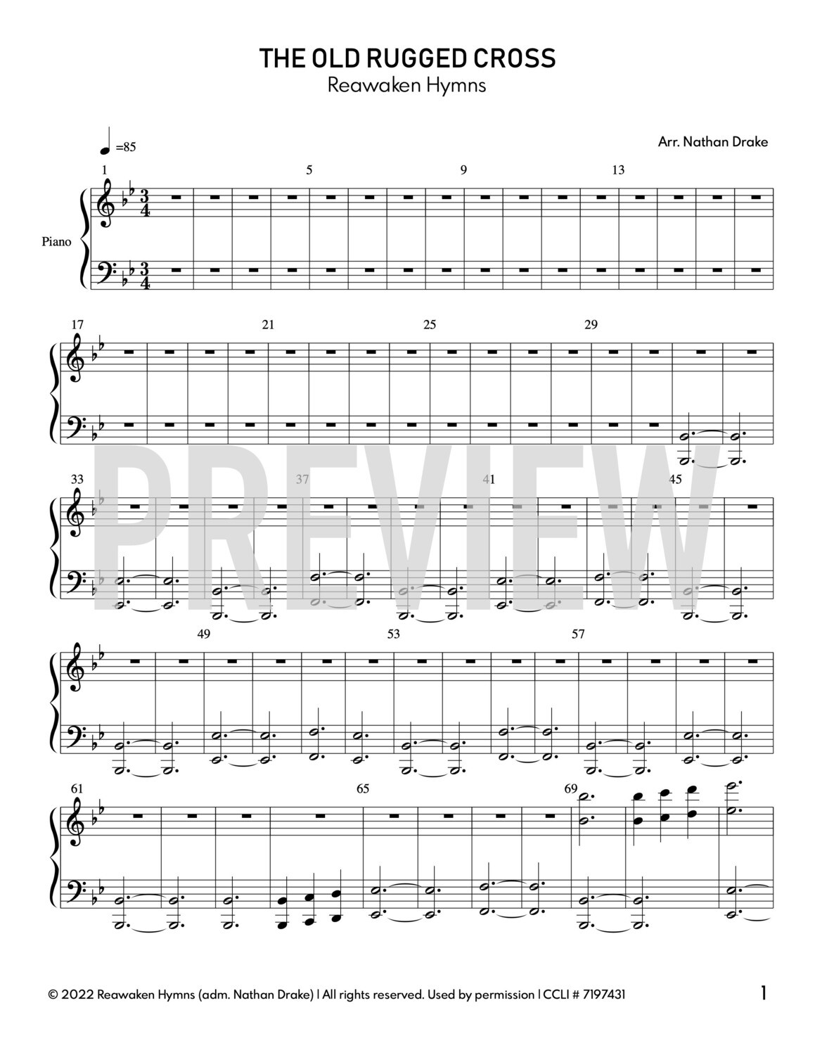 The Old Rugged Cross - Piano Sheet Music (2 parts)