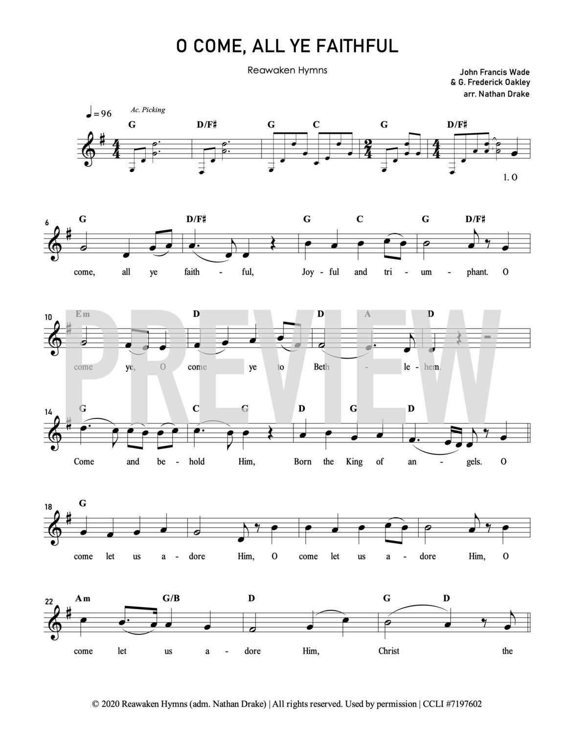 O Come All Ye Faithful - Lead Sheet