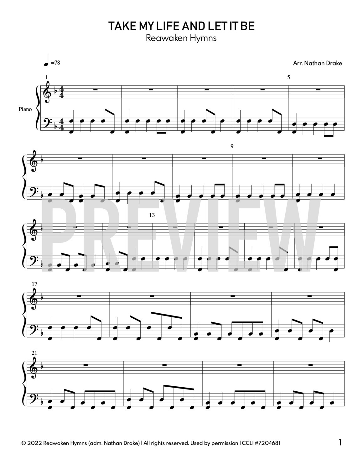Take My Life and Let It Be - Piano Sheet Music