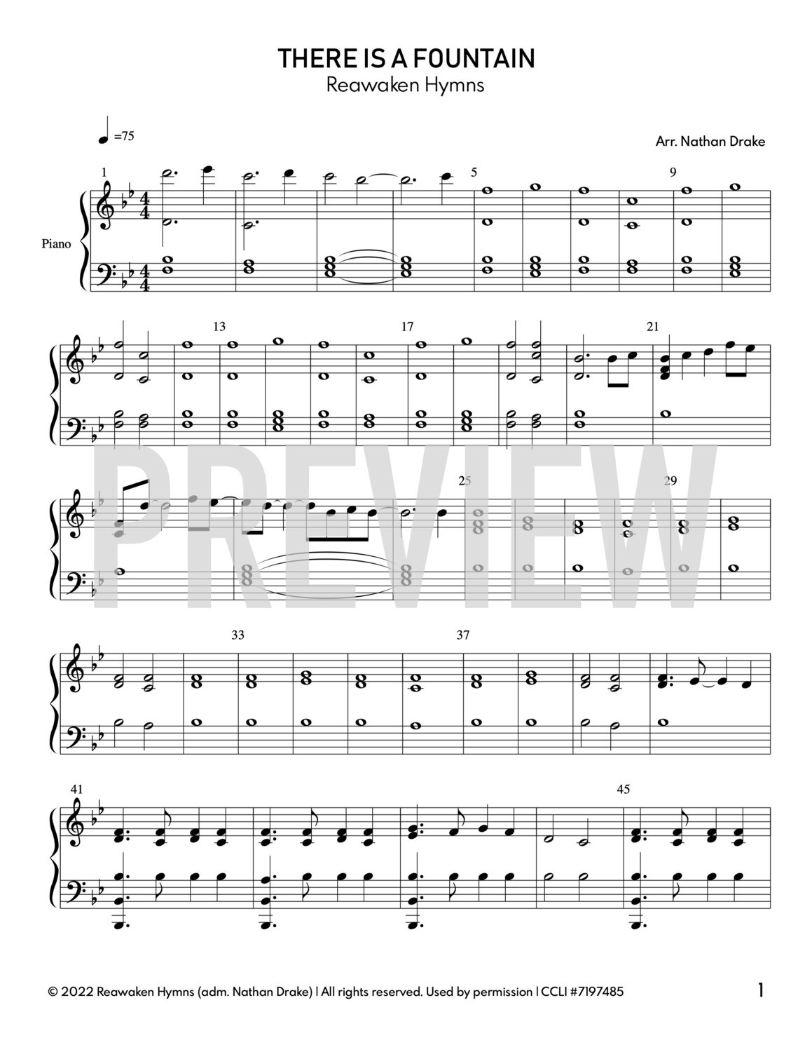 There is a Fountain - Piano Sheet Music