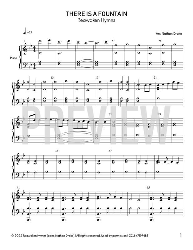 There is a Fountain - Piano Sheet Music