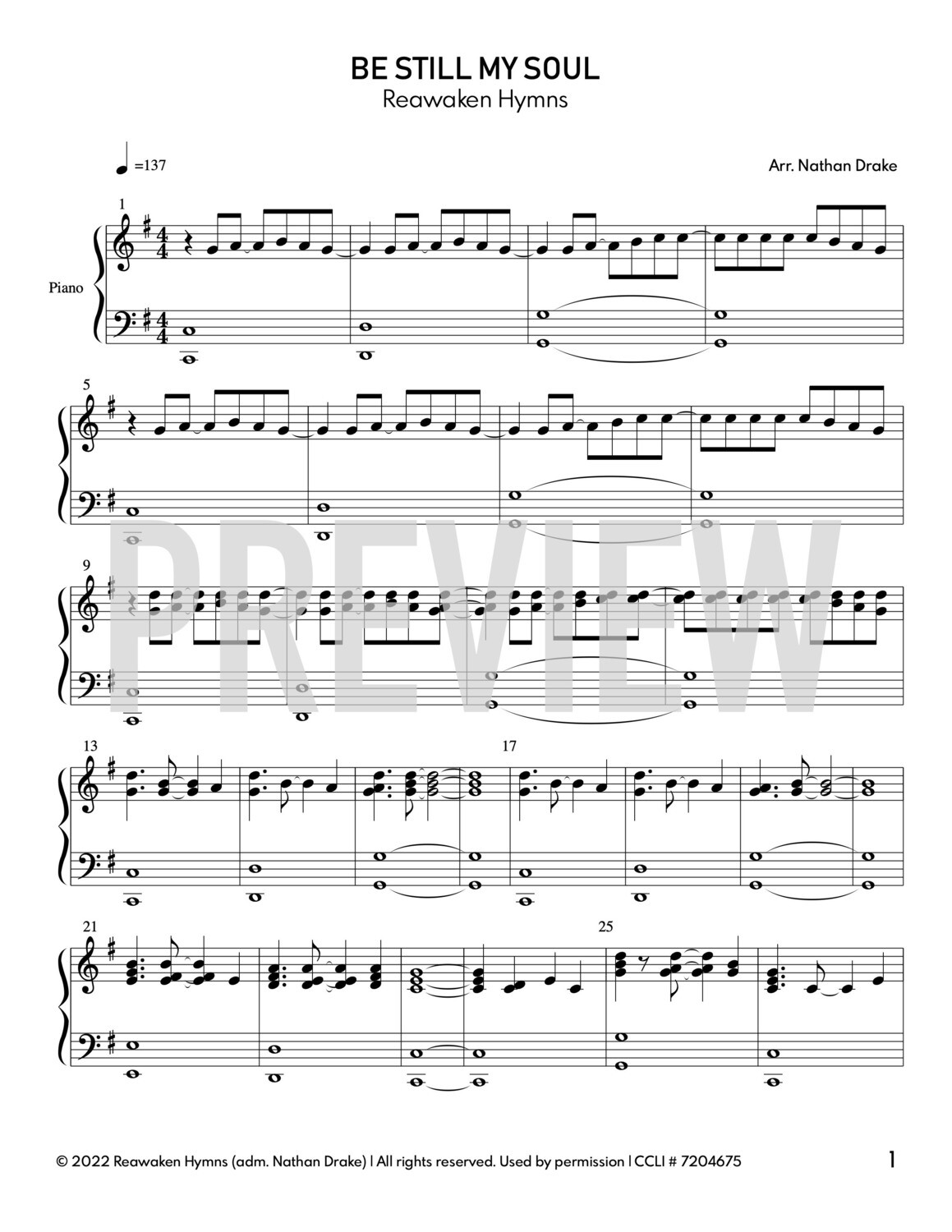 Be Still My Soul - Piano Sheet Music