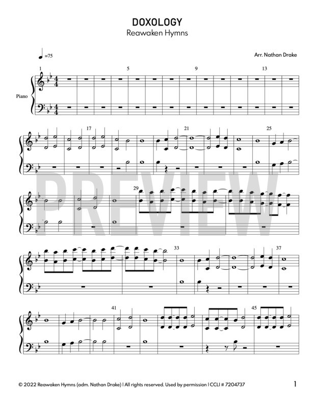 Doxology - Piano Sheet Music (2 parts)