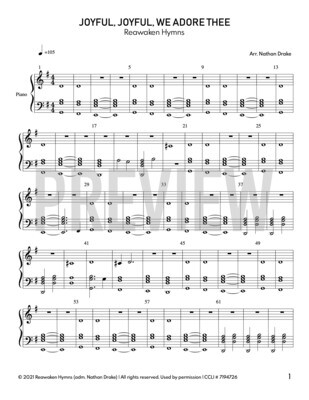 Joyful, Joyful, We Adore Thee - Piano Sheet Music