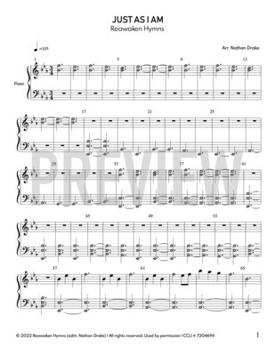 Just As I Am - Piano Sheet Music