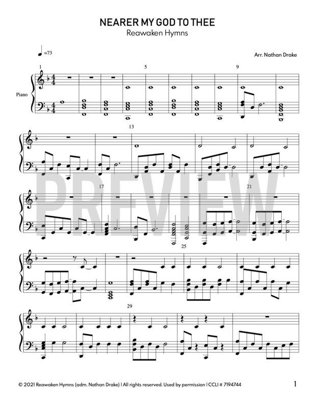 Nearer My God to Thee - Piano Sheet Music
