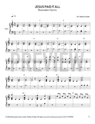 Jesus Paid It All - Piano Sheet Music