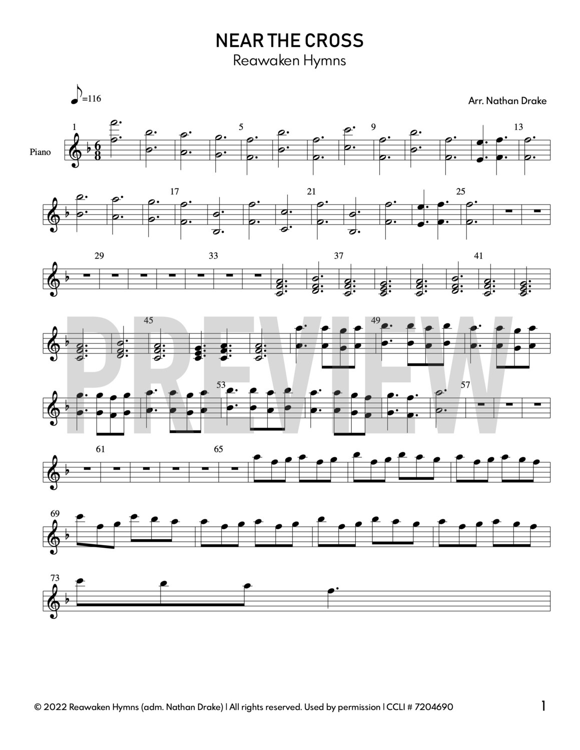 Near the Cross - Piano Sheet Music