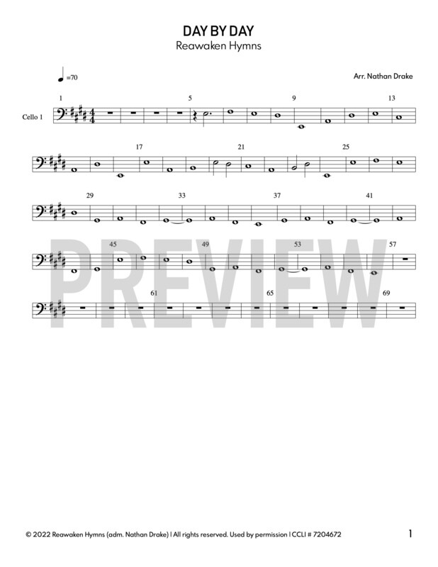 Day by Day - Cello Sheet Music (3 parts)