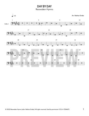 Day by Day - Cello Sheet Music (3 parts)