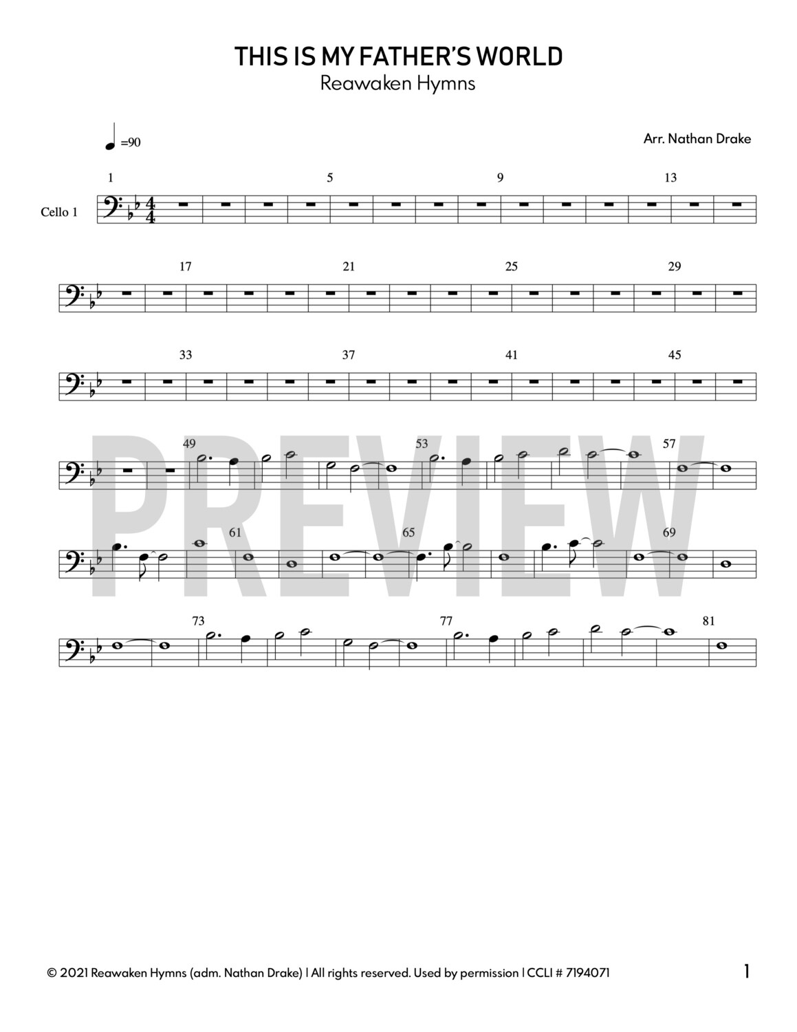 This Is My Father&#39;s World - Cello Sheet Music (2 parts)