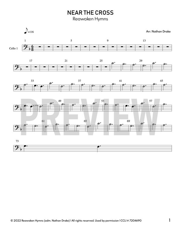 Near the Cross - Cello Sheet Music (2 Parts)