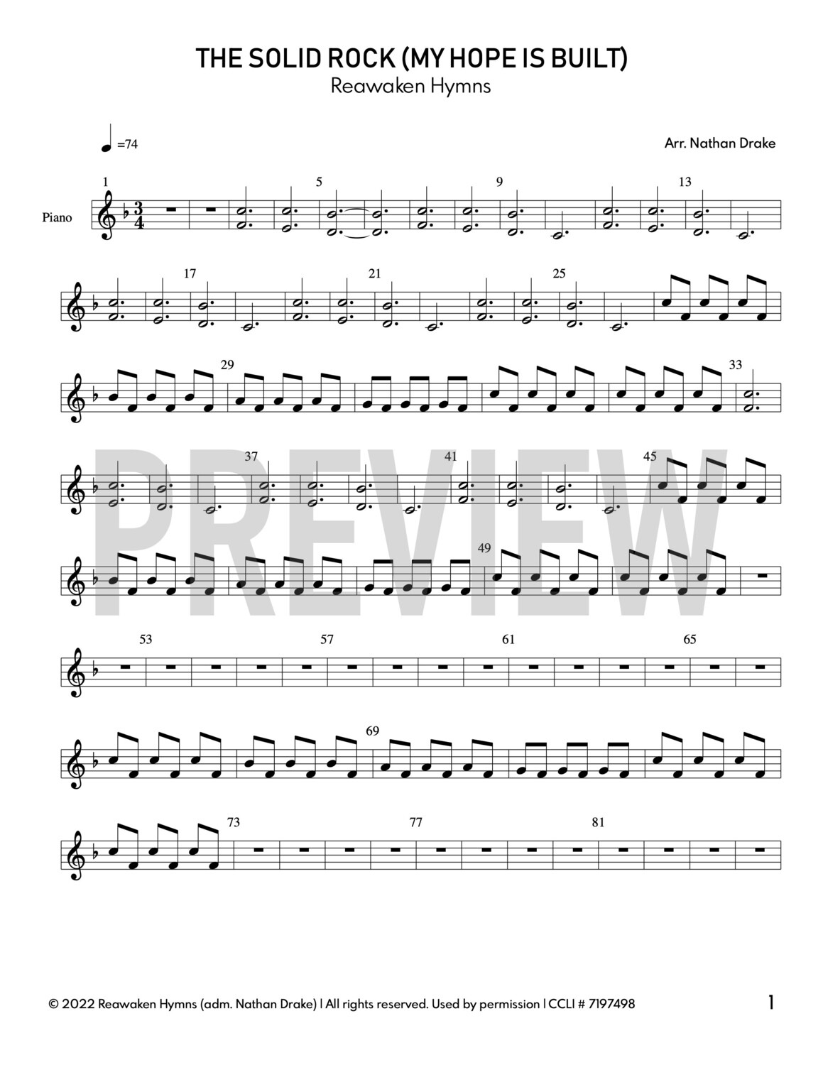 The solid rock. A new tune to a wonderful old hymn. Sheet Music