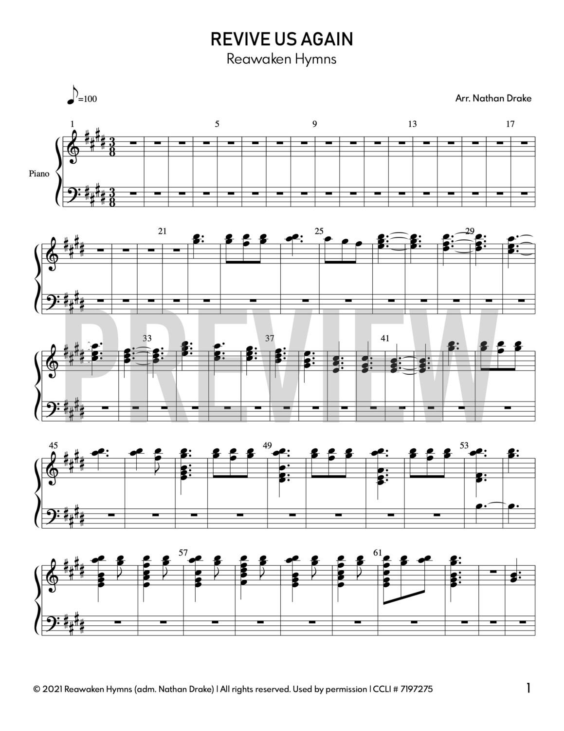 Revive Us Again - Piano Sheet Music