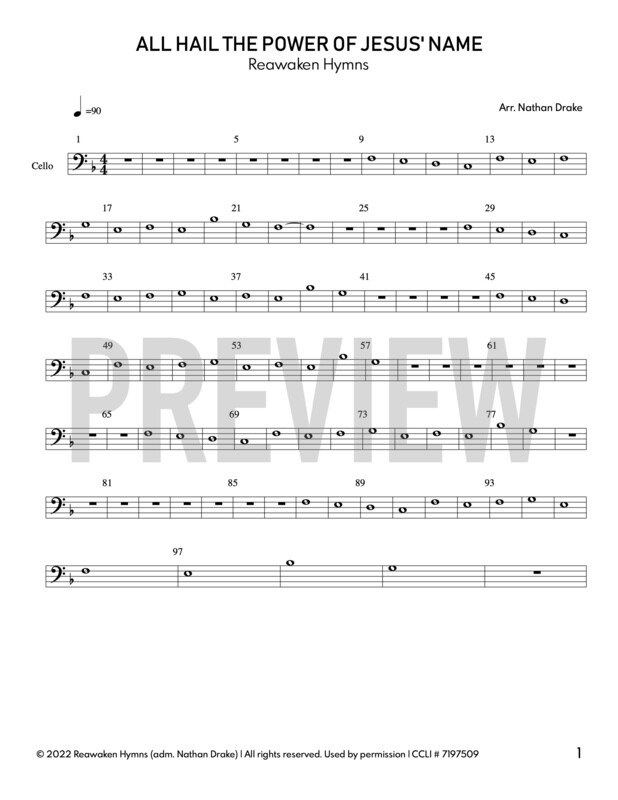 All Hail the Power of Jesus&#39; Name - String Sheet Music (2 parts)