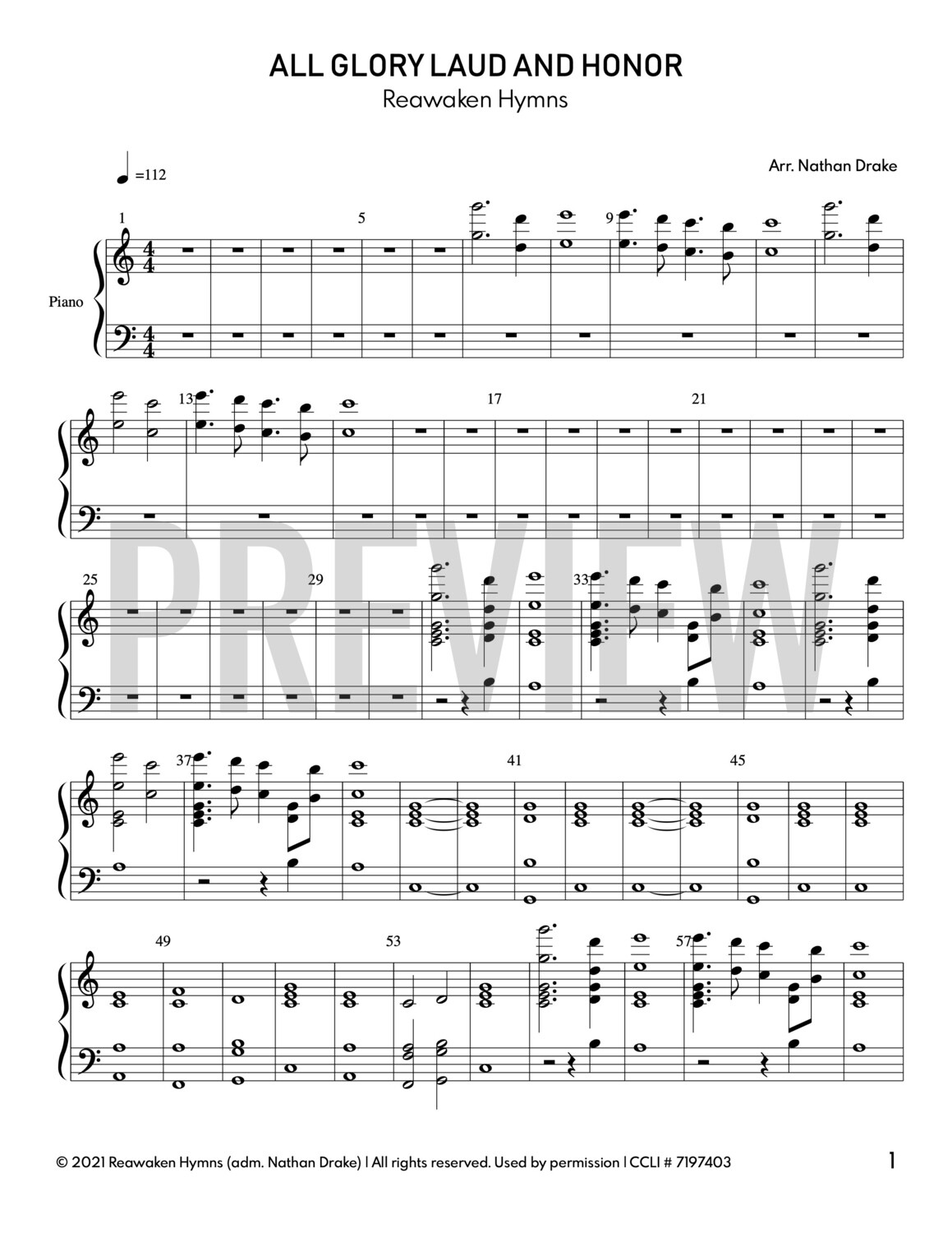 All Glory Laud and Honor​ - Piano Sheet Music
