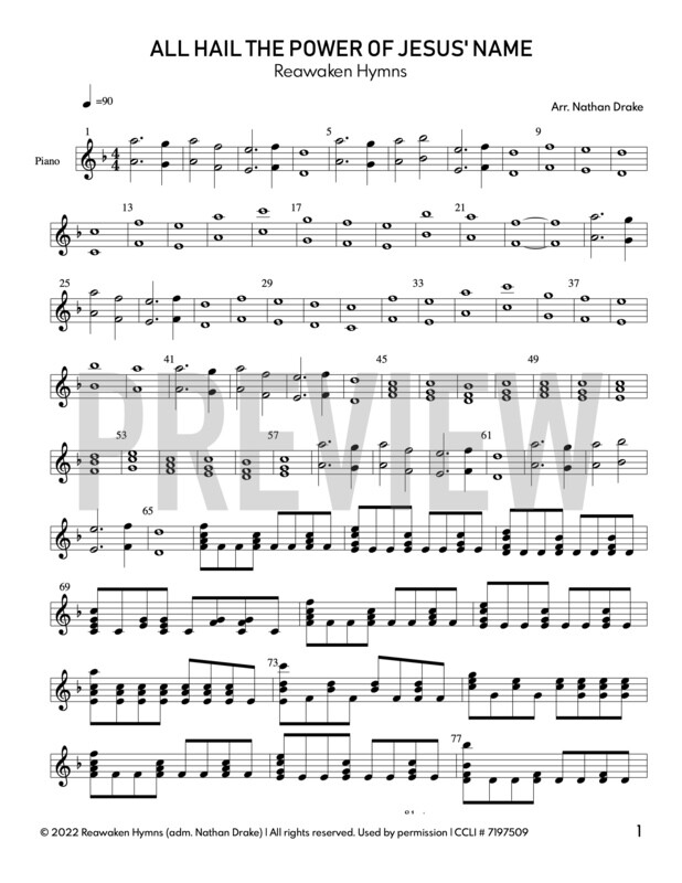 All Hail the Power of Jesus&#39; Name - Piano Sheet Music