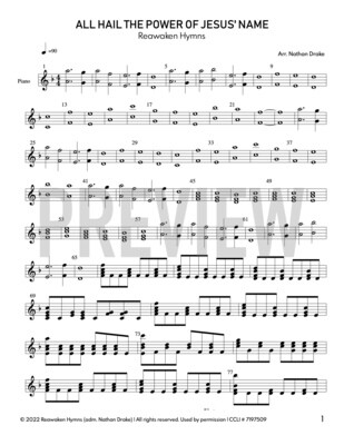 All Hail the Power of Jesus&#39; Name - Piano Sheet Music