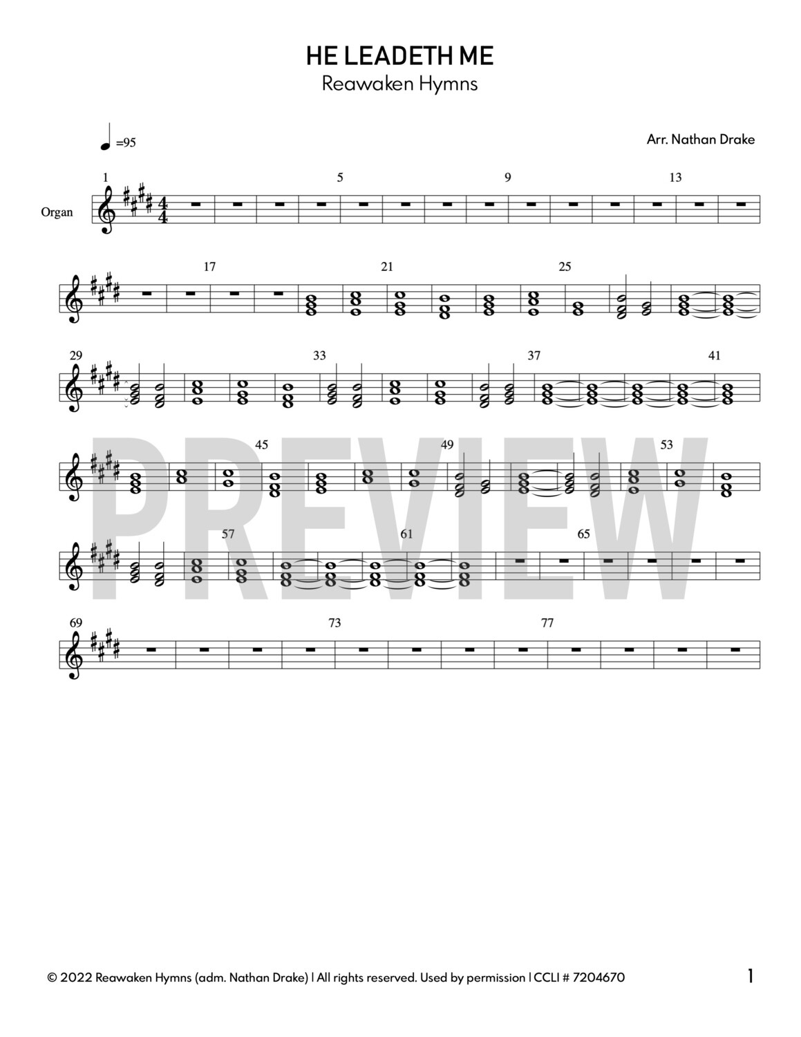 He Leadeth Me - Piano Sheet Music (2 parts)