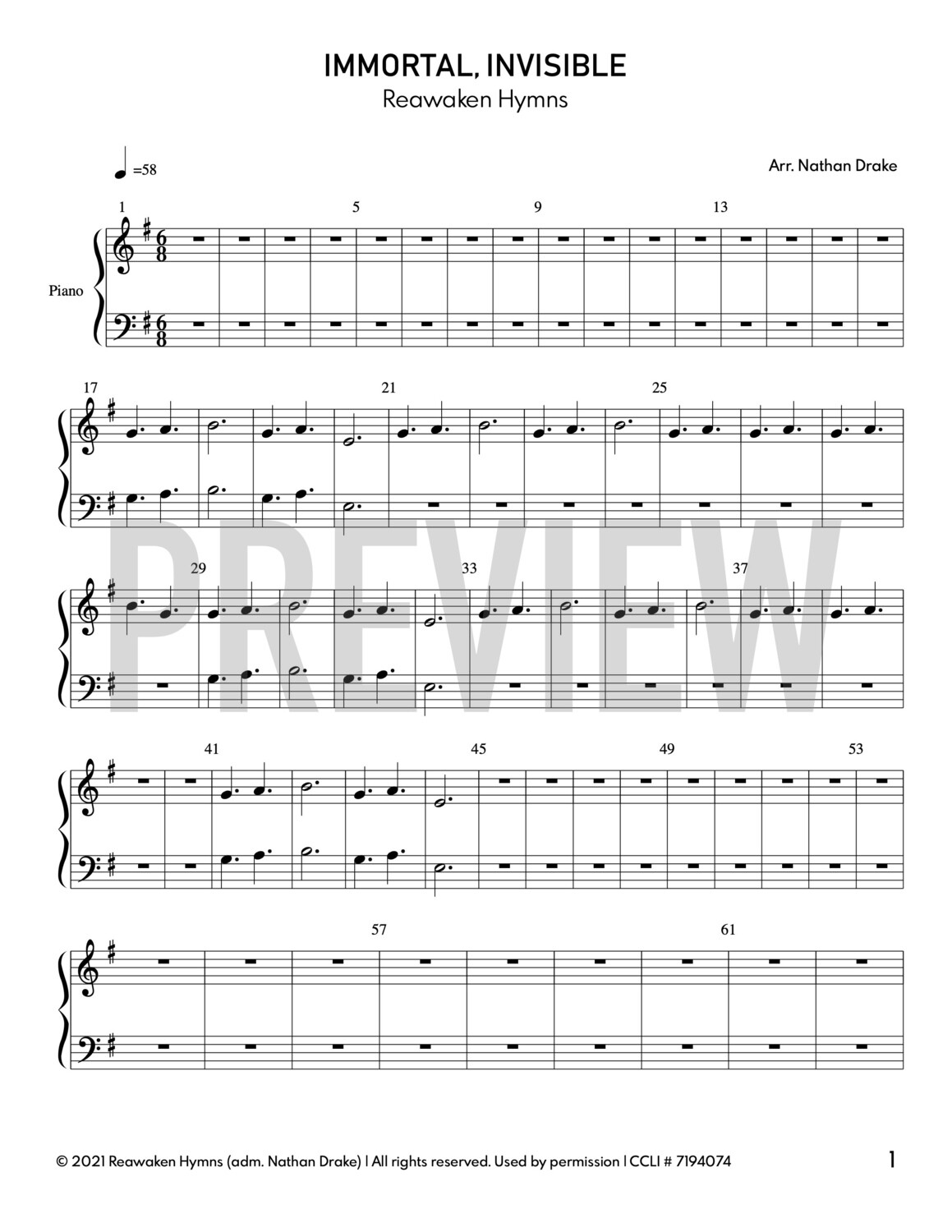 Immortal, Invisible - Piano Sheet Music