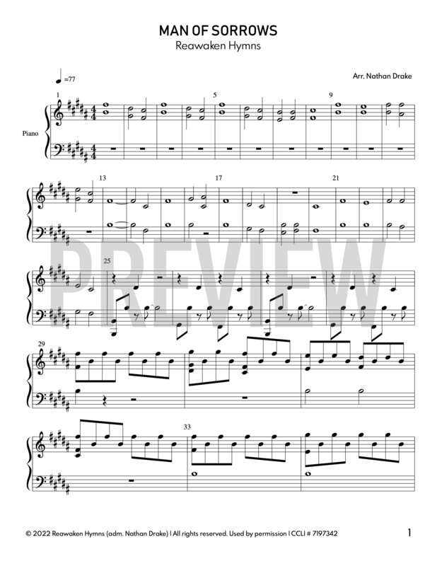 Man of Sorrows - Piano Sheet Music (2 parts)