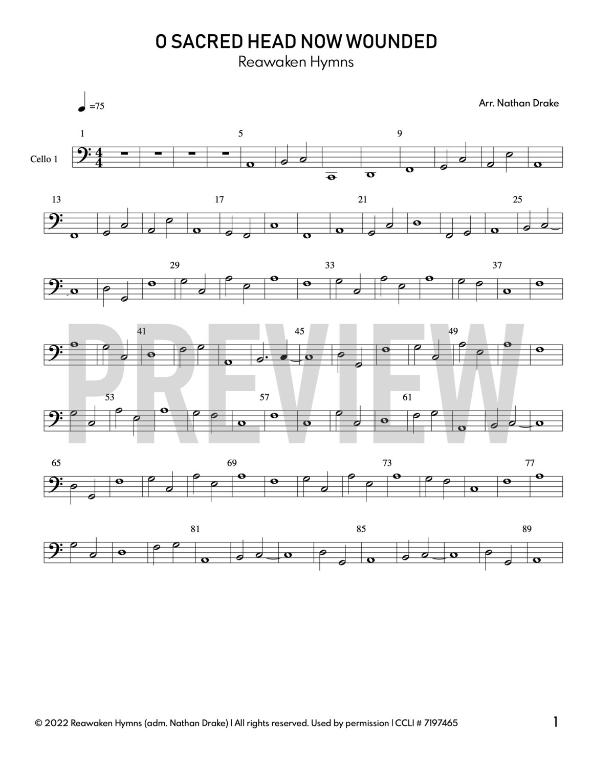 O Sacred Head Now Wounded - Cello Sheet Music (3 parts)