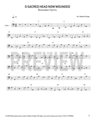 O Sacred Head Now Wounded - Cello Sheet Music (3 parts)