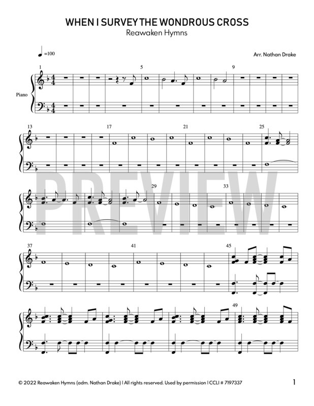 When I Survey the Wondrous Cross - Piano Sheet Music