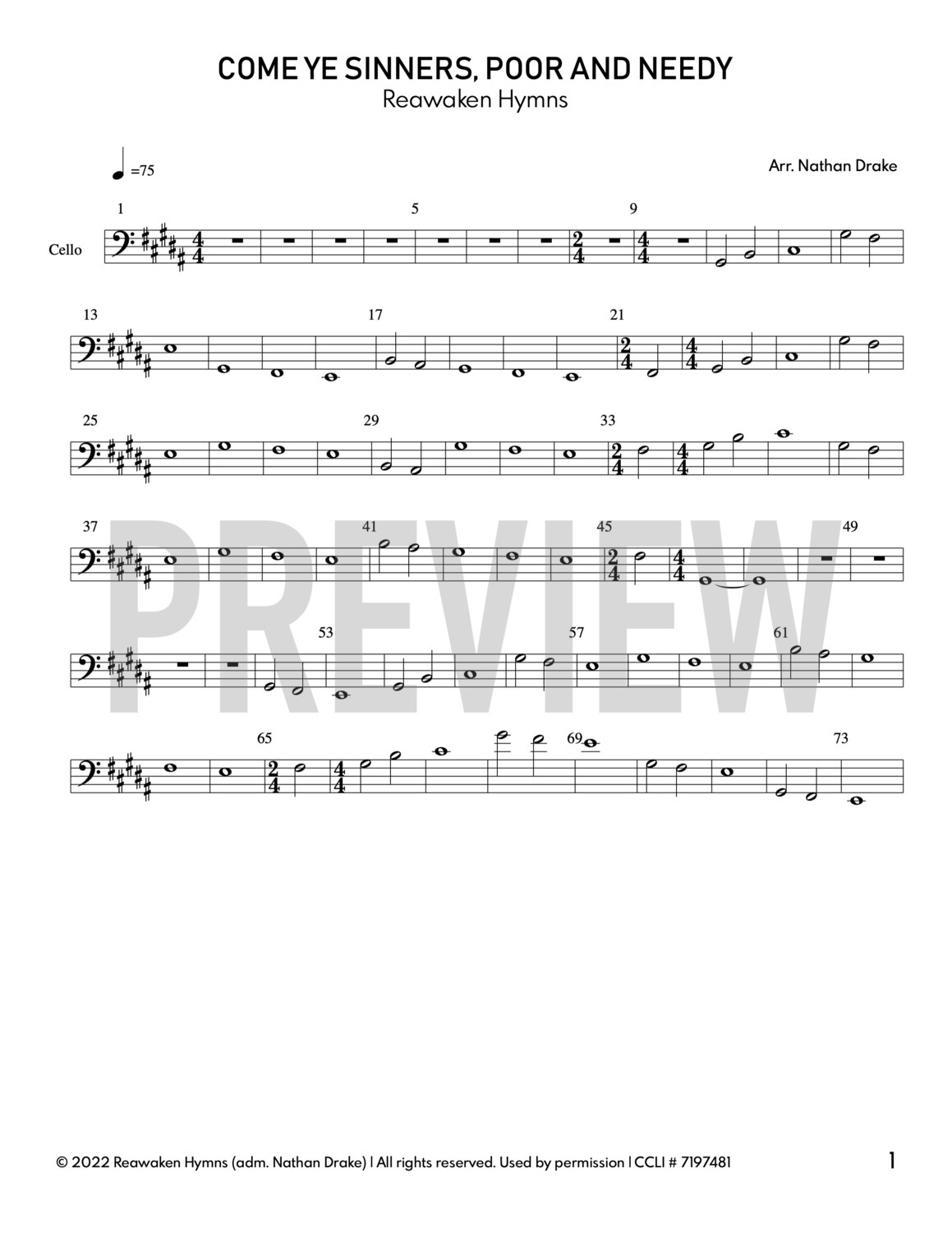 Come Ye Sinners, Poor and Needy - String Sheet Music (2 parts)