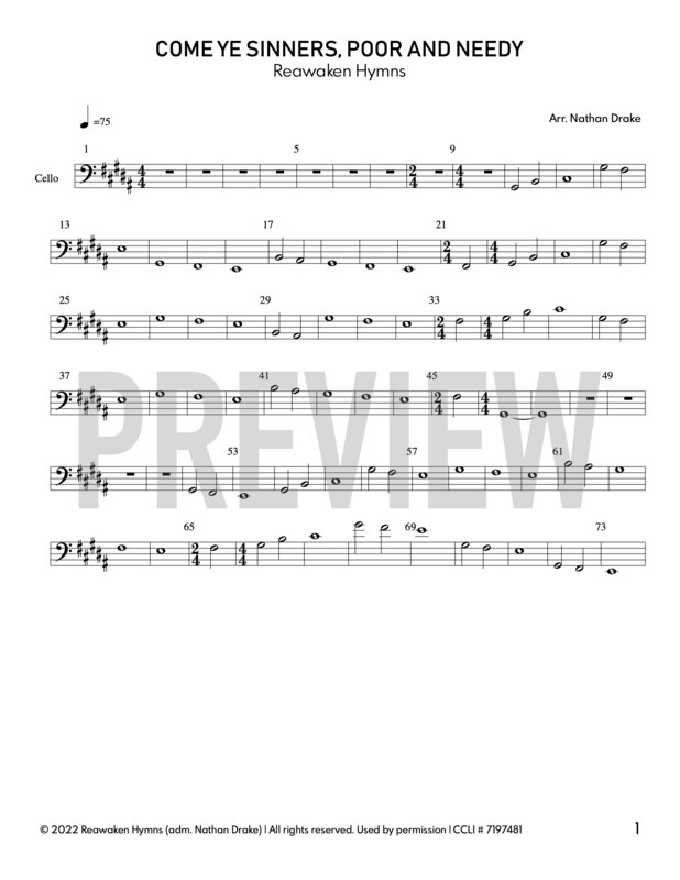 Come Ye Sinners, Poor and Needy - String Sheet Music (2 parts)