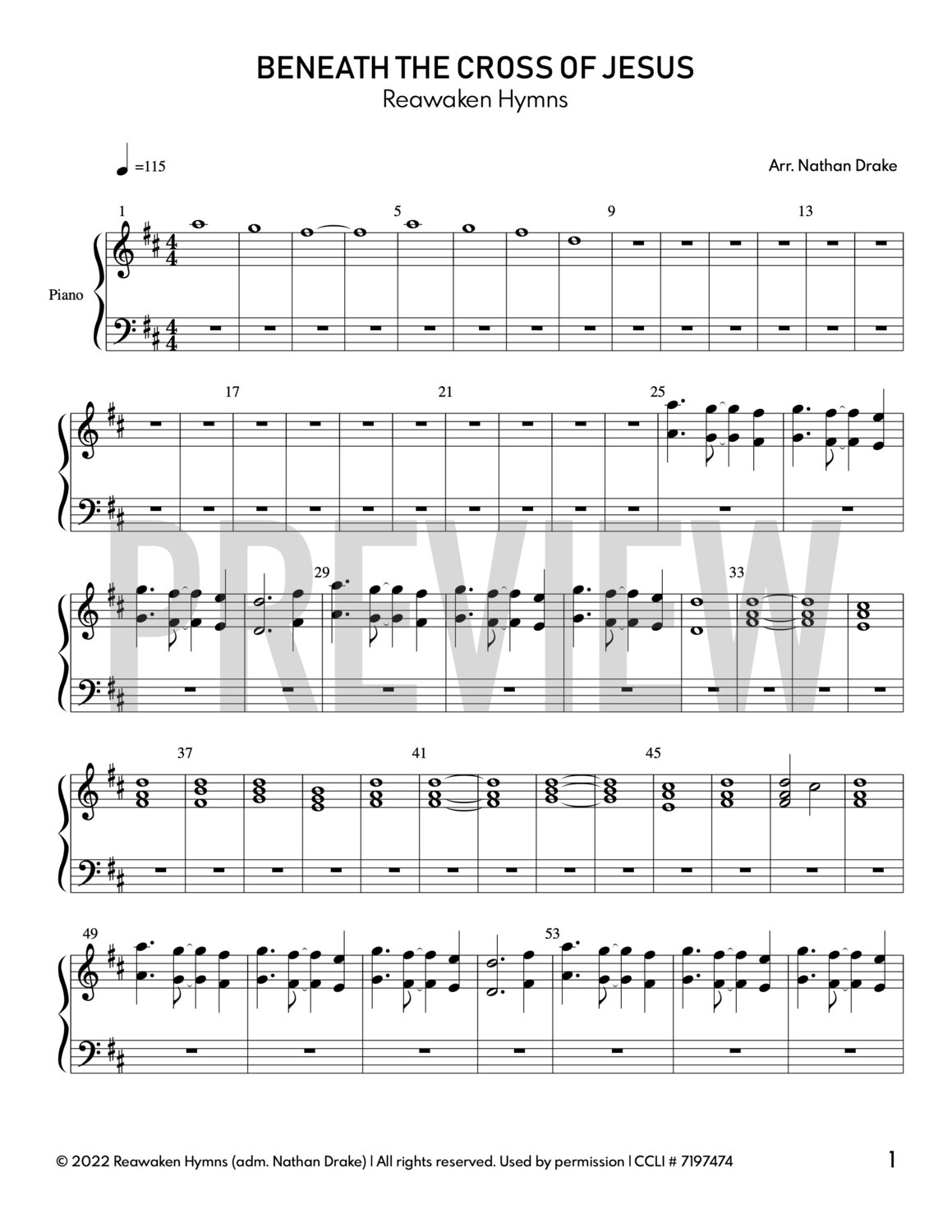 Beneath the Cross of Jesus - Piano Sheet Music