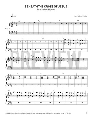Beneath the Cross of Jesus - Piano Sheet Music