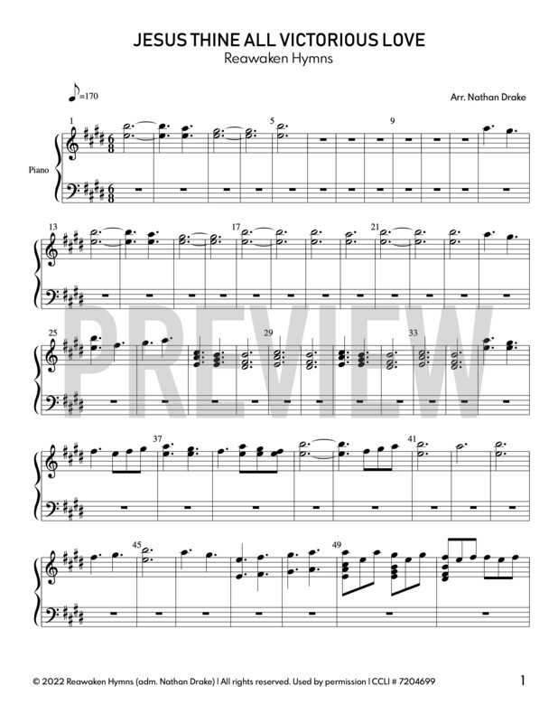 Jesus Thine All Victorious Love - Piano Sheet Music