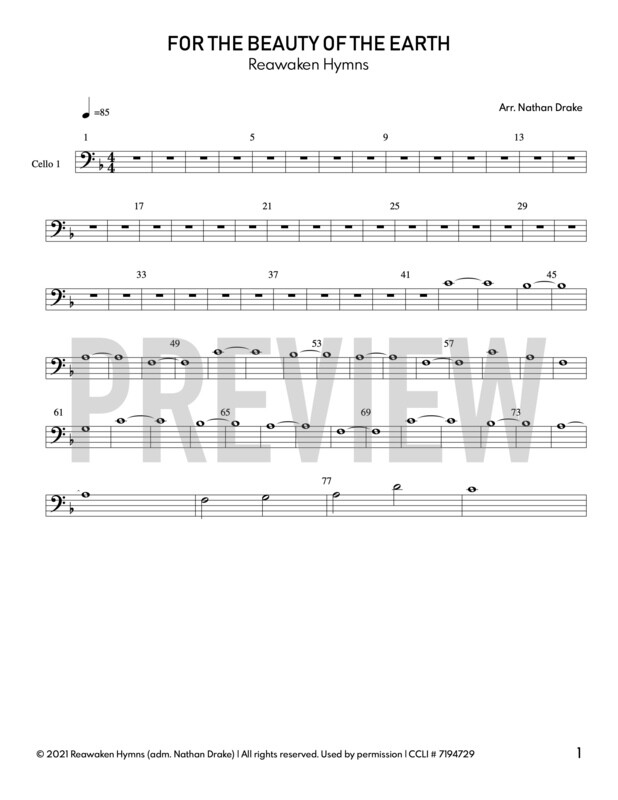 For the Beauty of the Earth - Cello Sheet Music (2 parts)