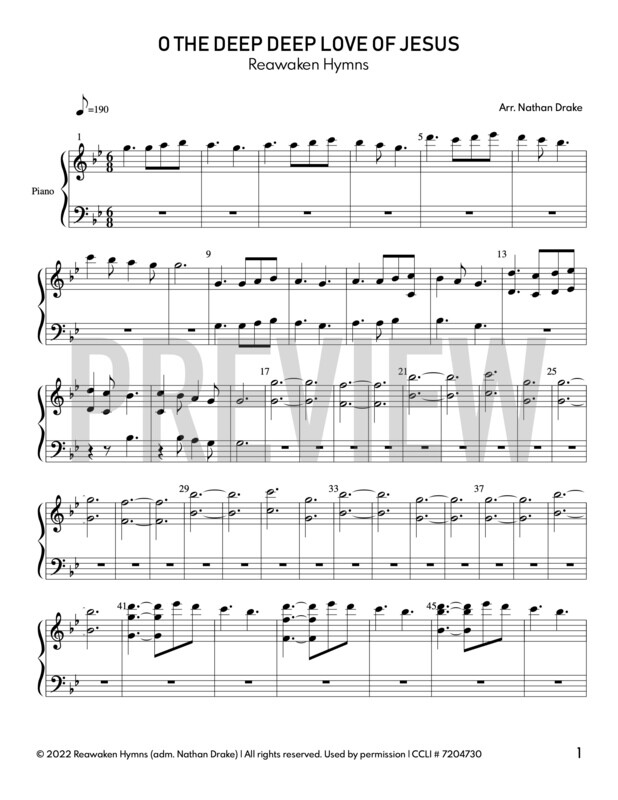 O the Deep Deep Love of Jesus - Piano Sheet Music