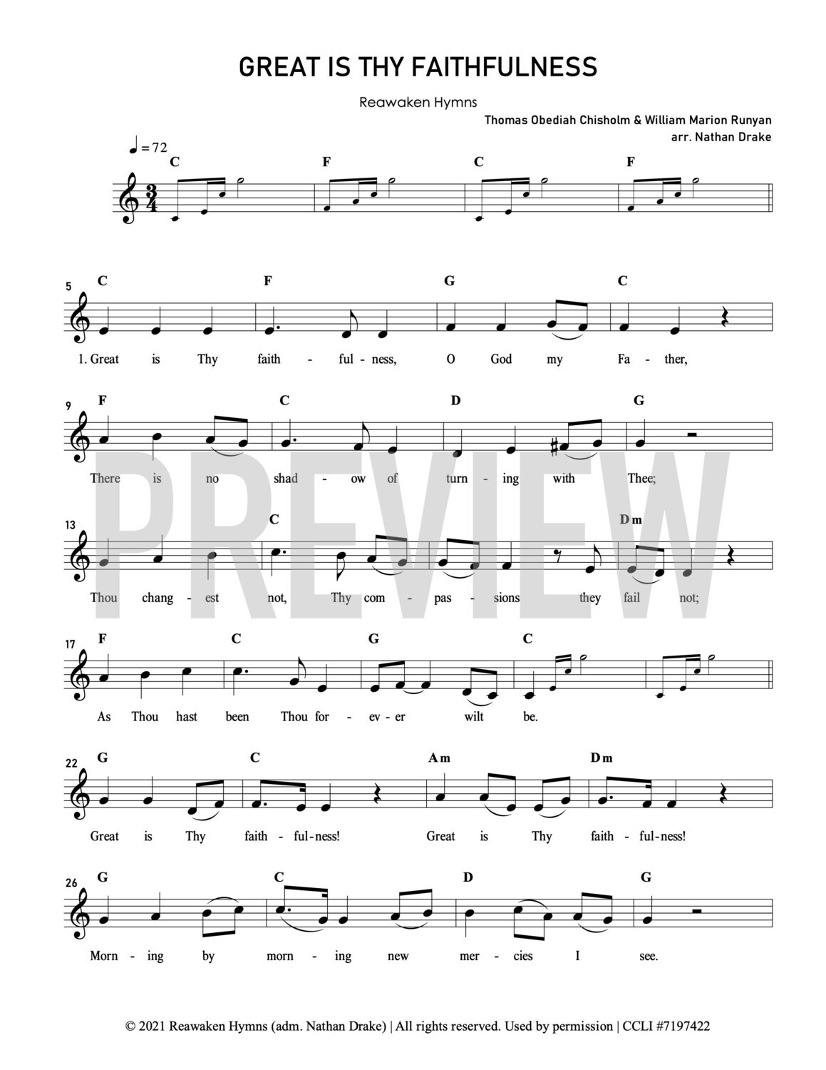 Great Is Thy Faithfulness - Lead Sheet