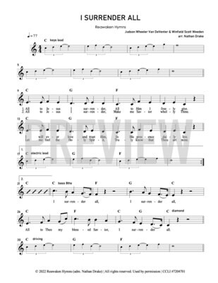 I Surrender All - Lead Sheet