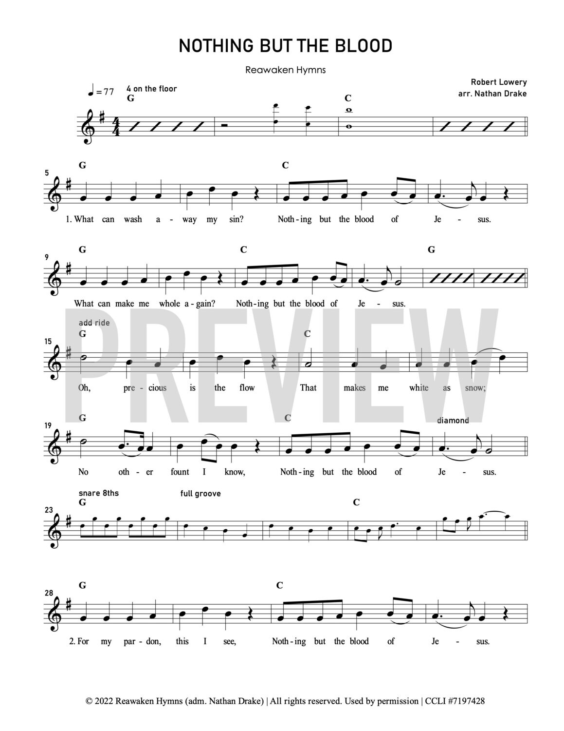 Nothing but the Blood - Lead Sheet