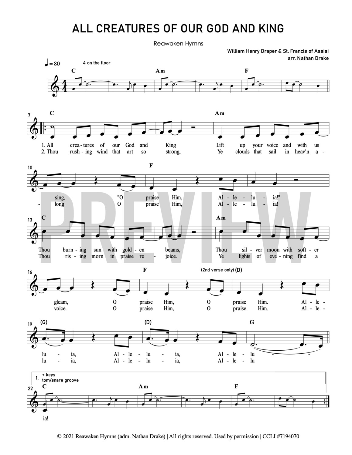 All Creatures of Our God and King - Lead Sheet