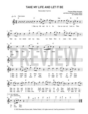 Take My Life and Let It Be - Lead Sheet