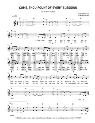 Come Thou Fount of Every Blessing- Lead Sheet