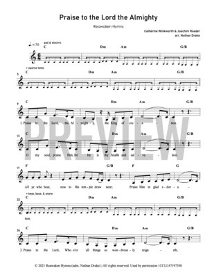 Praise to the Lord the Almighty - Lead Sheet