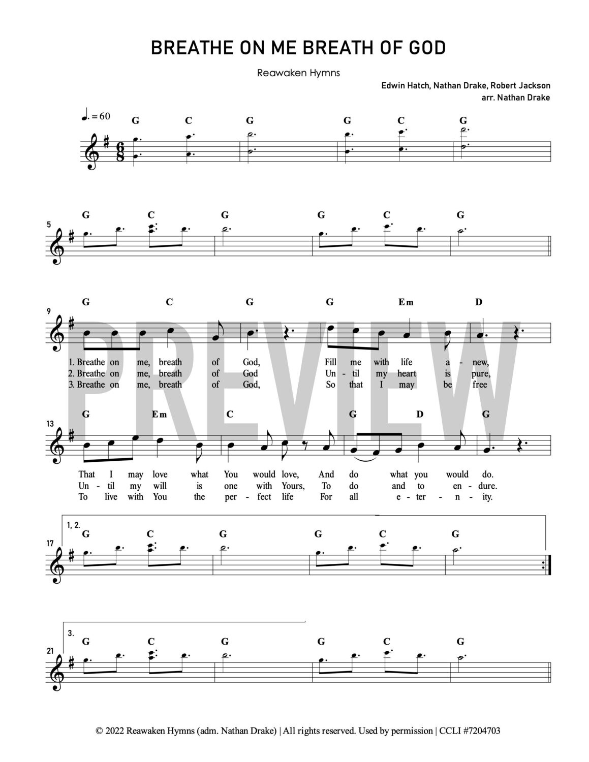Breathe on Me Breath of God - Lead Sheet