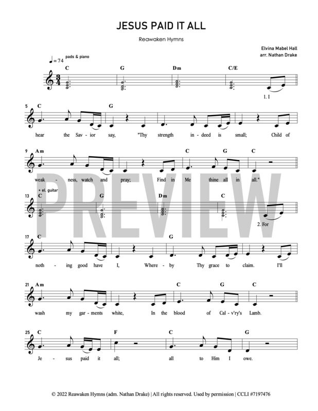Jesus Paid It All - Lead Sheet
