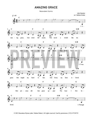 Amazing Grace - Lead Sheet