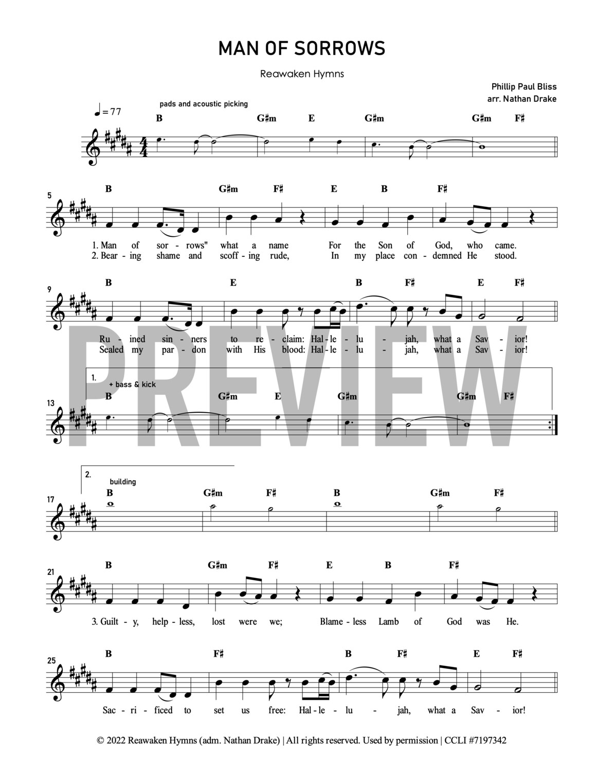 Man of Sorrows - Lead Sheet