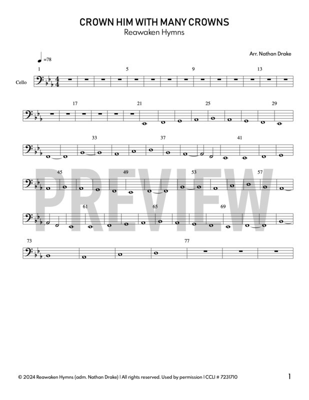 Crown Him With Many Crowns - Cello Sheet Music