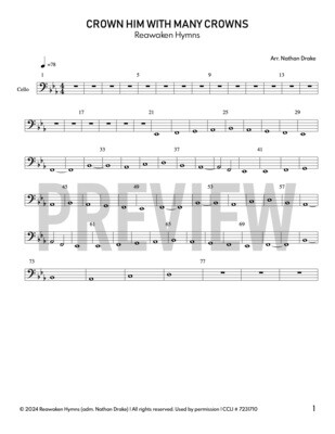 Crown Him With Many Crowns - Cello Sheet Music