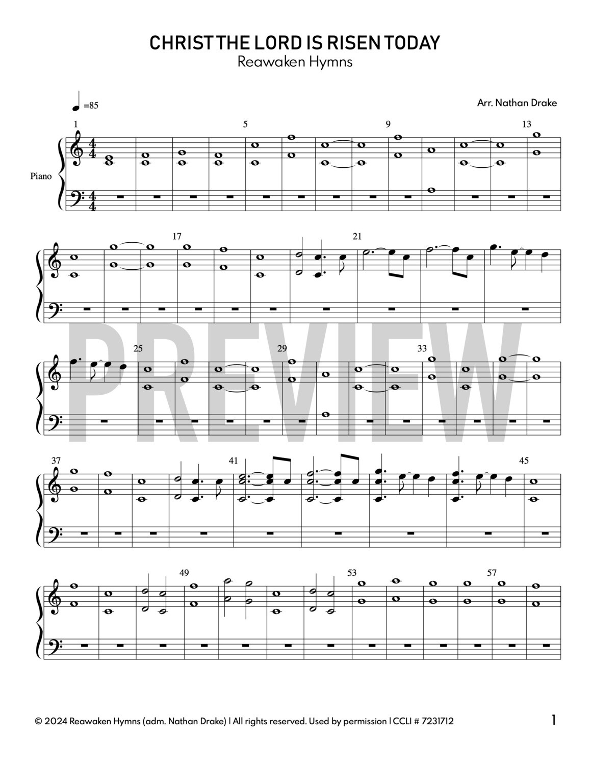 Christ the Lord is Risen Today  - Piano Sheet Music