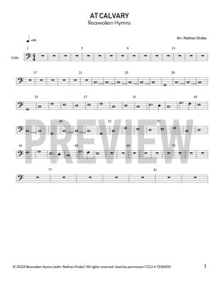 At Calvary - Cello Sheet Music